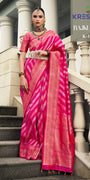 Kreshva Rajkumari K-138 Rani Pink Banarasi Silk Saree with Leheriya Pattern & Zari Border
