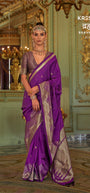 Kreshva Brahmaand K-4404 | Royal Imperial Purple Banarasi Silk Saree with Antique Silver Zari