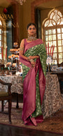 Rewaa Devsena R-688 Rich Emerald Green & Magenta Banarasi Silk Saree with Allover Zari Jaal