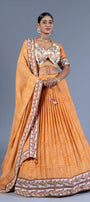 Mustard Yellow Bandhani Print Pleated Lehenga Choli with Embroidered Blouse and Dupatta