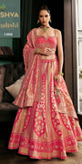 Rani Pink Banarasi Silk Lehenga Choli with Gold Zari Weaving & Embroidered Bustier