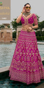 Magenta Pink Banarasi Silk Lehenga with Intricate Gold Damask Zari Weaving